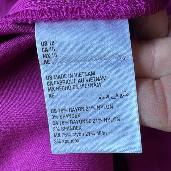 💜 NWT INC Tummy Control Capri Pants Size 18 Purple Stretch Mid Rise - Picture 8 of 11